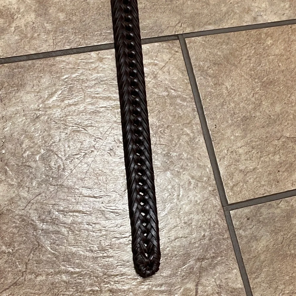 Unisex Woven Leather Belt - Dark Brown
